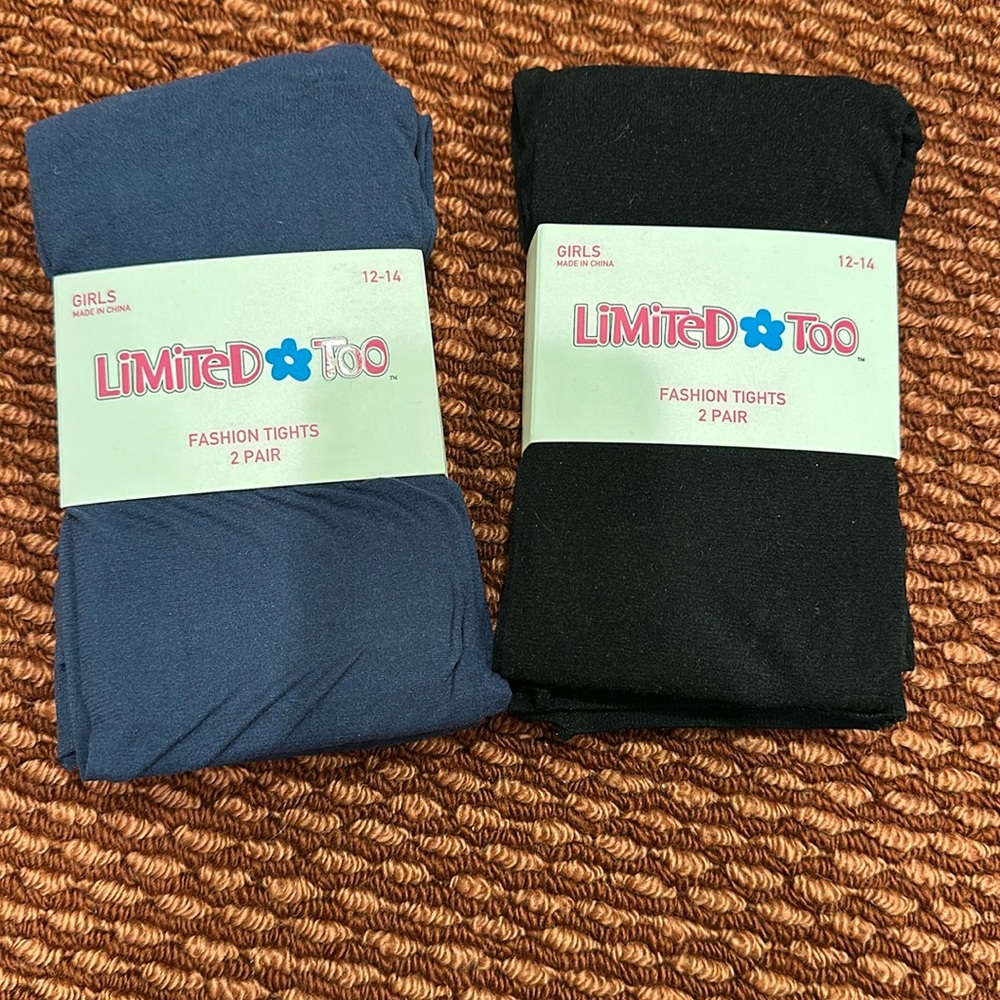 Two, 2-packs Girls Fashion Tights, Size 12-14